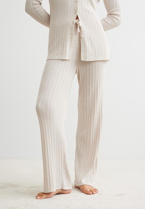 H&M - Ribbed trousers - light beige