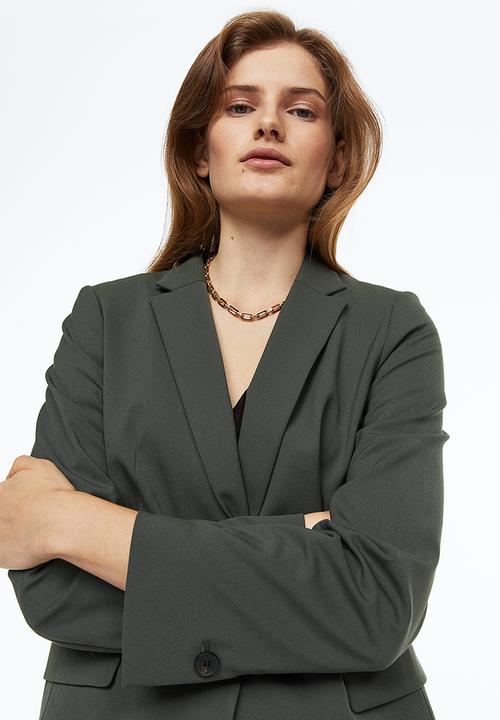 H&M - Single-breasted jacket - dark grey-green