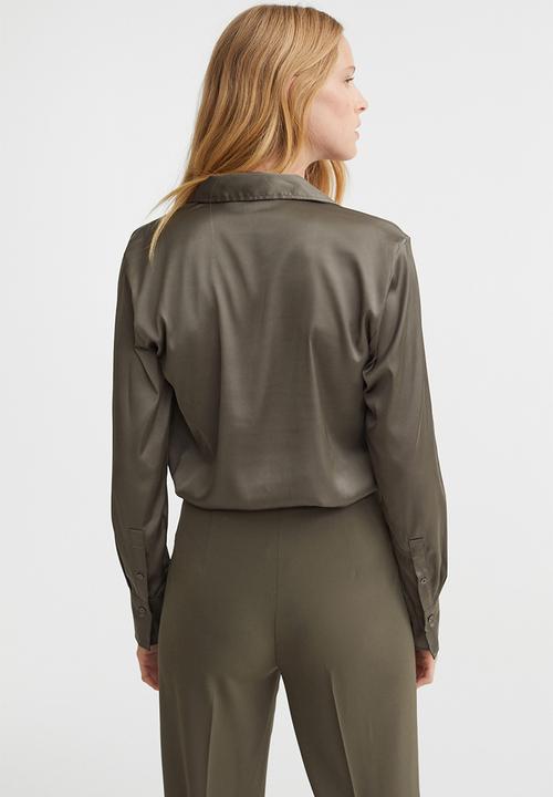 H&M - V-neck blouse - dark khaki green