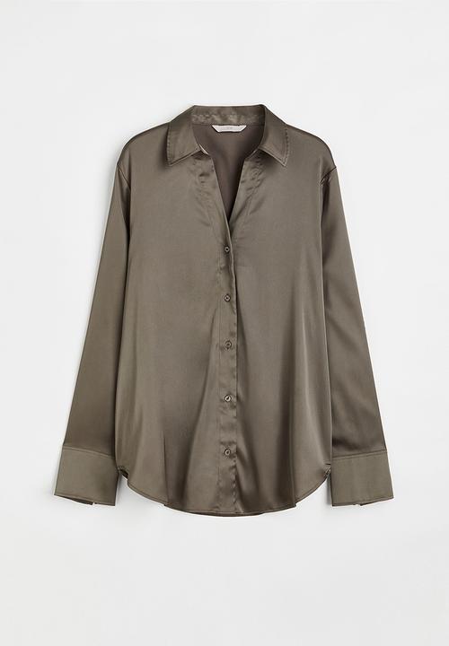 H&M - V-neck blouse - dark khaki green