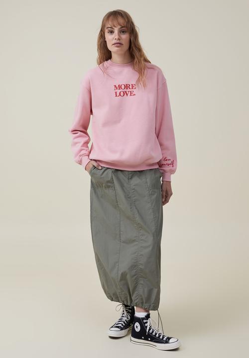 Cotton On - Classic graphic crew sweatshirt - more love/pink crush