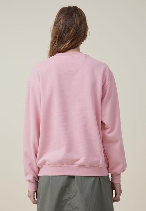 Cotton On - Classic graphic crew sweatshirt - more love/pink crush