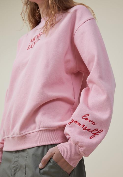 Cotton On - Classic graphic crew sweatshirt - more love/pink crush