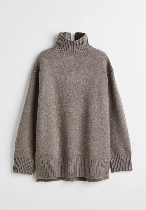 H&M - Oversized polo-neck jumper - greige