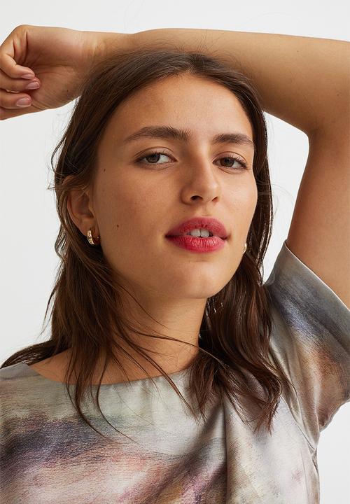 H&M - Oversized satin blouse - natural white/patterned
