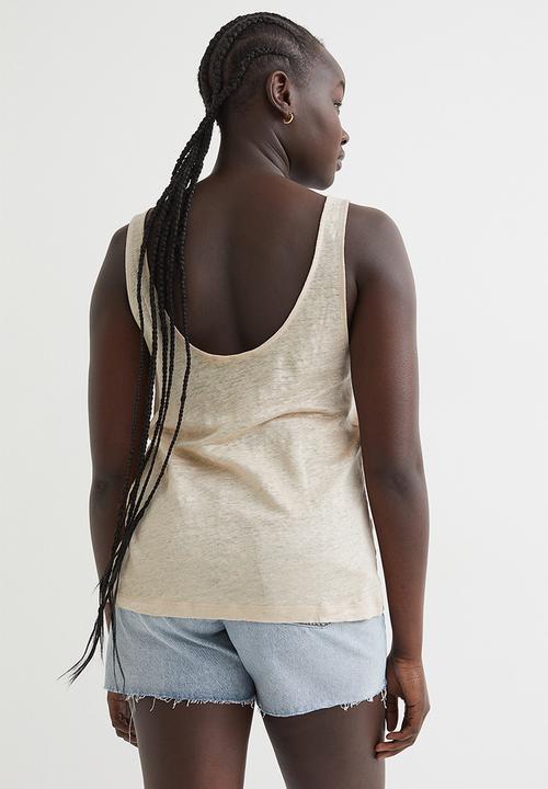 H&M - Linen jersey vest top - light beige