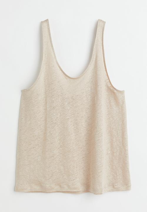 H&M - Linen jersey vest top - light beige