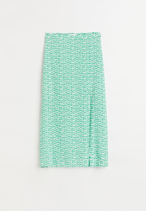 H&M - Viscose skirt - green/patterned