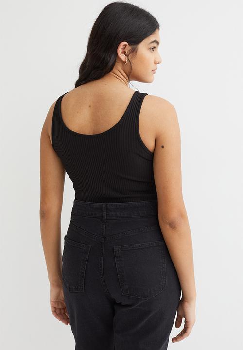 H&M - Ribbed vest top - black