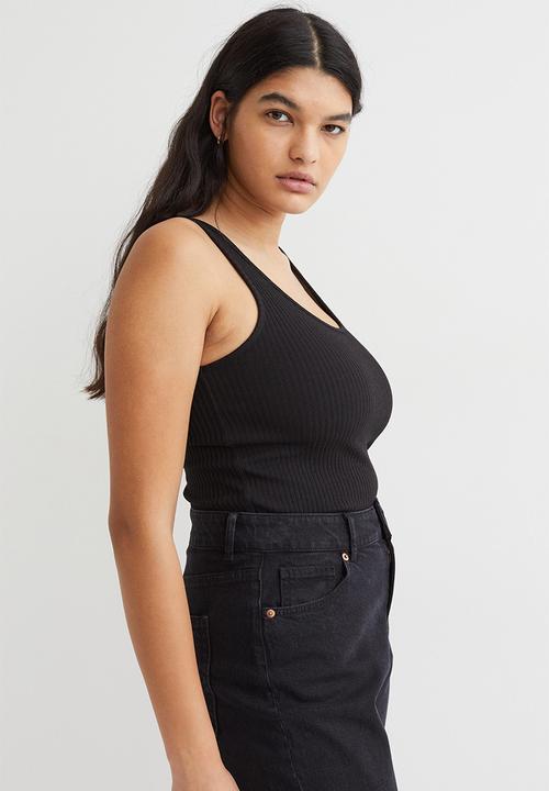 H&M - Ribbed vest top - black