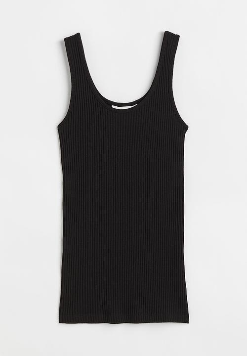 H&M - Ribbed vest top - black