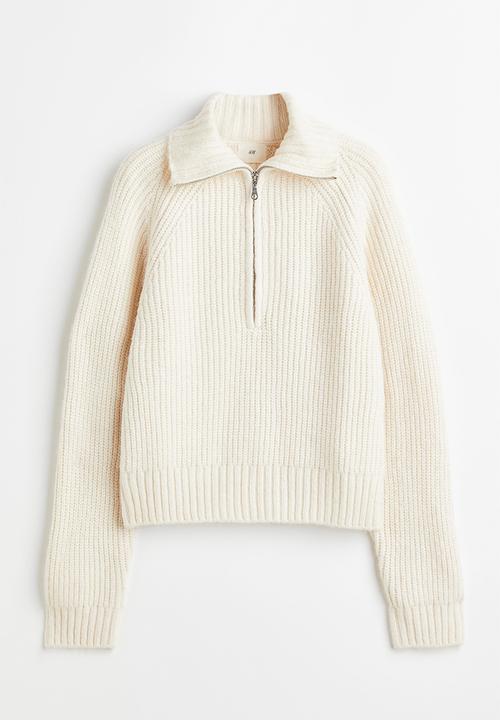 H&M - Zip-top rib-knit jumper - cream