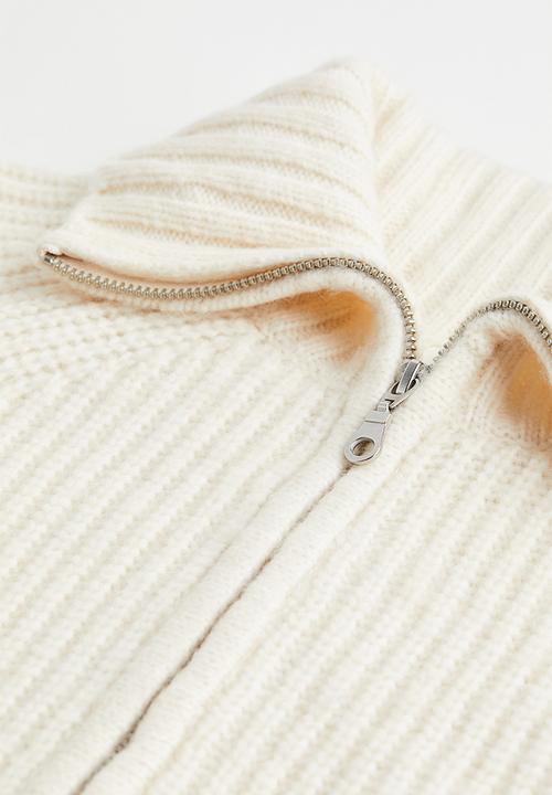 H&M - Zip-top rib-knit jumper - cream