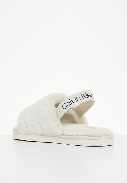 Calvin Klein - Home slipper fakefur elastic - eggshell