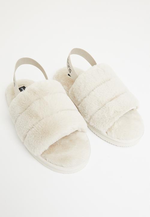 Calvin Klein - Home slipper fakefur elastic - eggshell