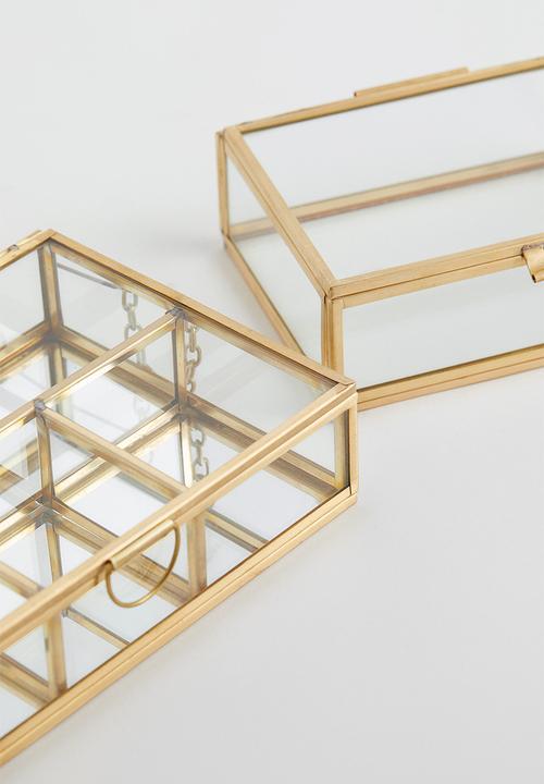 H&M - Clear glass jewellery box - gold