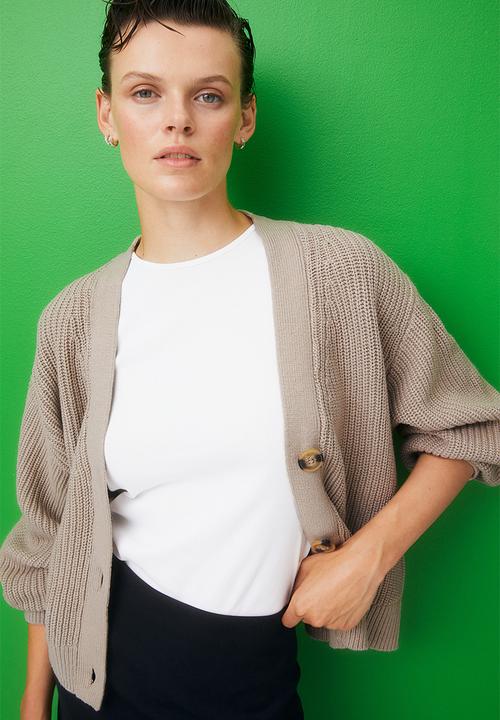 H&M - Rib-knit cardigan - beige