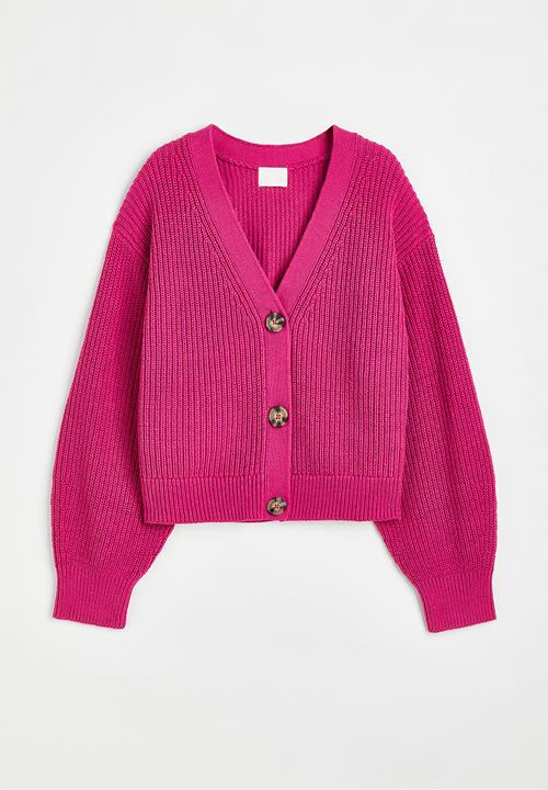 H&M - Rib-knit cardigan - cerise 
