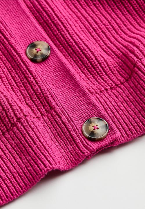 H&M - Rib-knit cardigan - cerise 