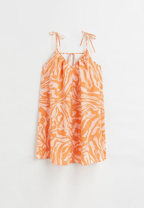 H&M - V-neck mini dress - orange/zebra print