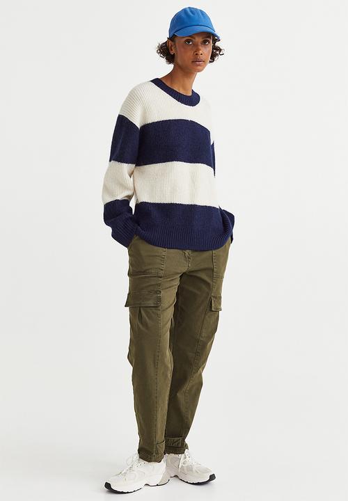 H&M - Rib-knit jumper - dark blue/striped