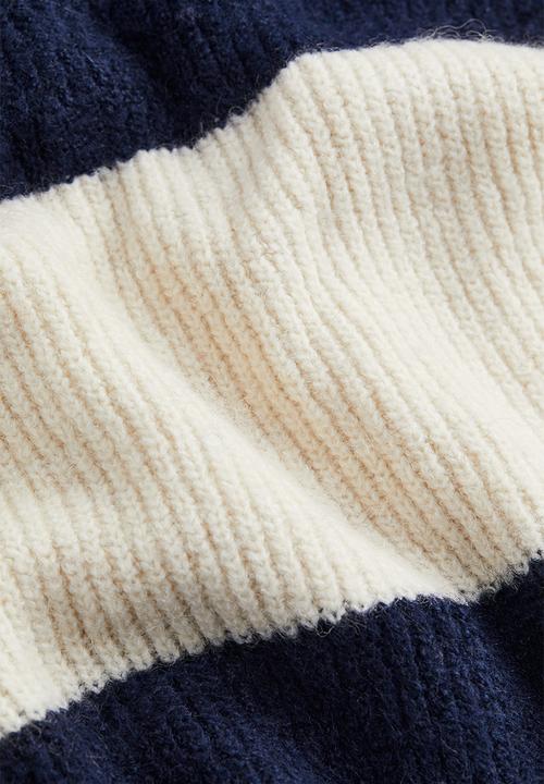 H&M - Rib-knit jumper - dark blue/striped