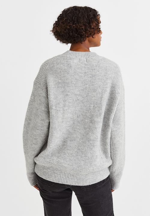 H&M - Rib-knit jumper - light grey marl