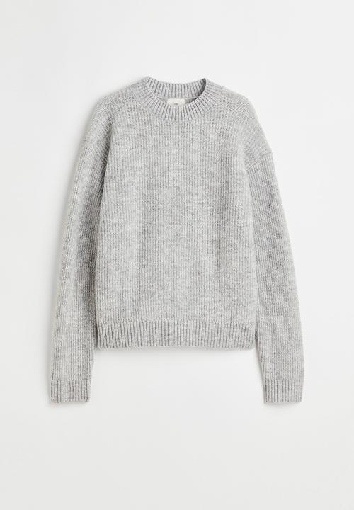 H&M - Rib-knit jumper - light grey marl