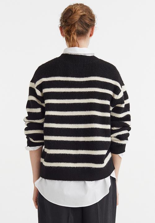 H&M - Rib-knit jumper - black/striped