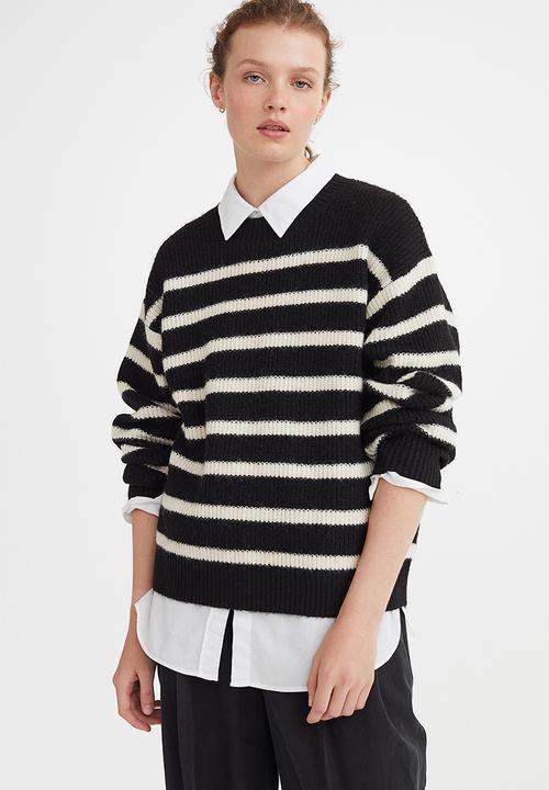 H&M - Rib-knit jumper - black/striped
