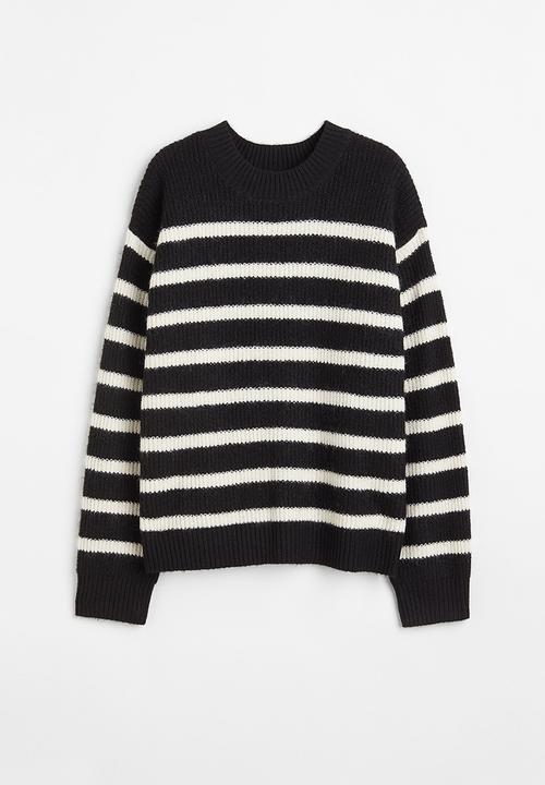 H&M - Rib-knit jumper - black/striped