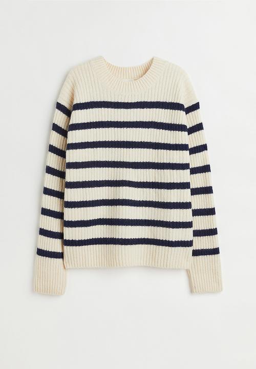H&M - Rib-knit jumper - cream/striped