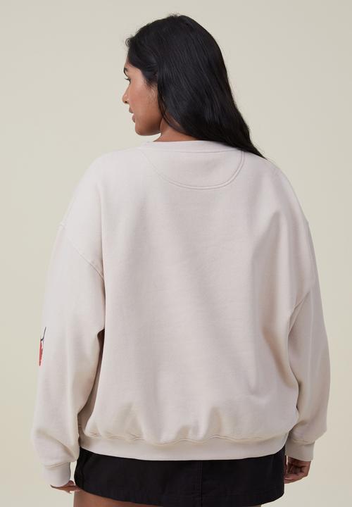 Cotton On - curve smiley crew sweatshirt - lcn smi smiley icons/stone