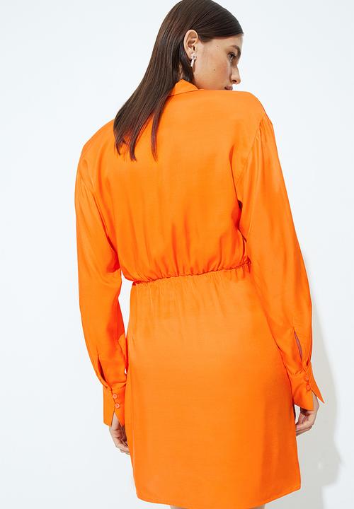 H&M - Satin wrapover shirt dress - orange