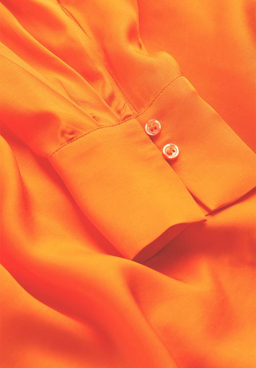 H&M - Satin wrapover shirt dress - orange