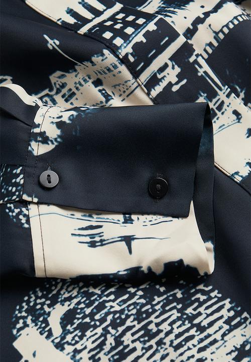 H&M - Tie-belt dress - dark blue/stockholm