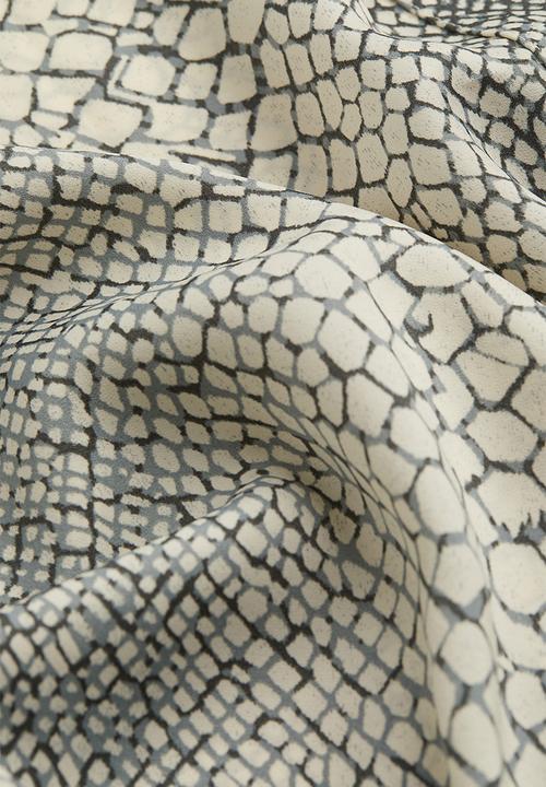 H&M - Tie-belt dress - grey/snakeskin patterned