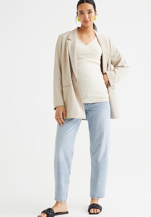 H&M - Mama ribbed nursing top - light beige marl
