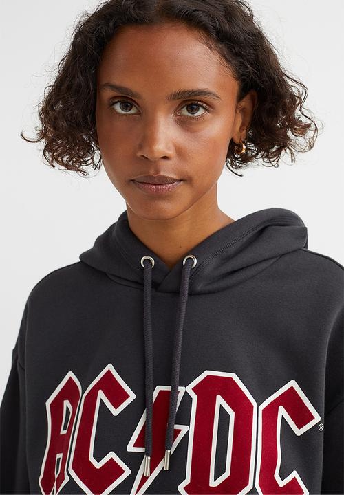 H&M - Motif-front hoodie - dark grey/ac/dc