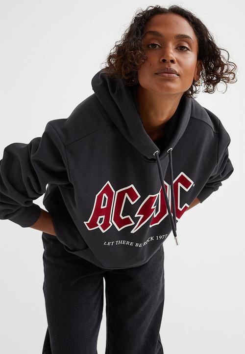 H&M - Motif-front hoodie - dark grey/ac/dc