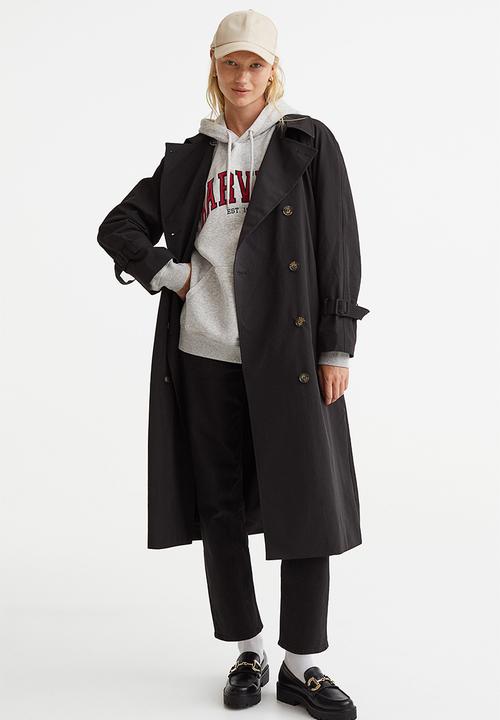 H&M - Motif-front hoodie - grey marl/harvard