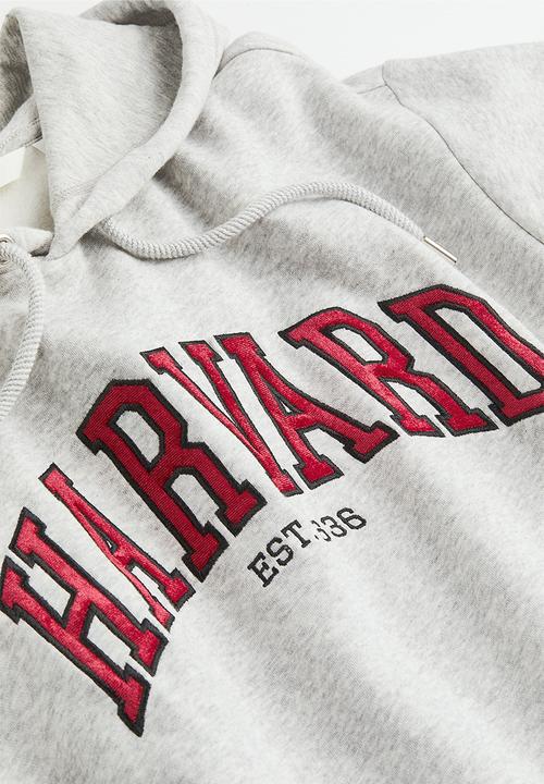 H&M - Motif-front hoodie - grey marl/harvard
