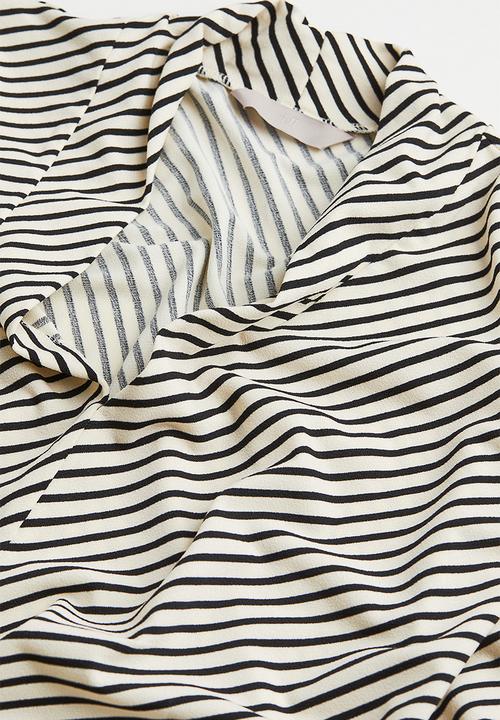 H&M - V-neck top - black/white striped