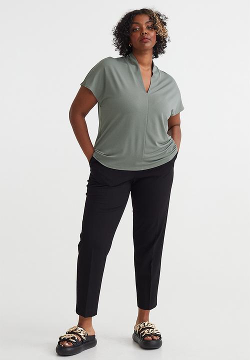 H&M - V-neck top - grey-green