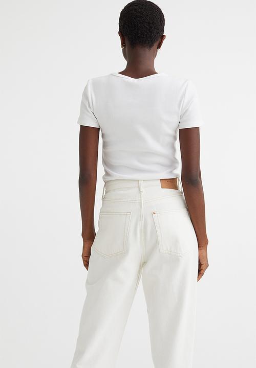 H&M - Ribbed cotton T-shirt - white