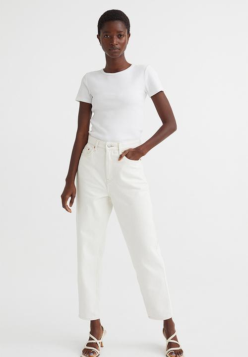 H&M - Ribbed cotton T-shirt - white