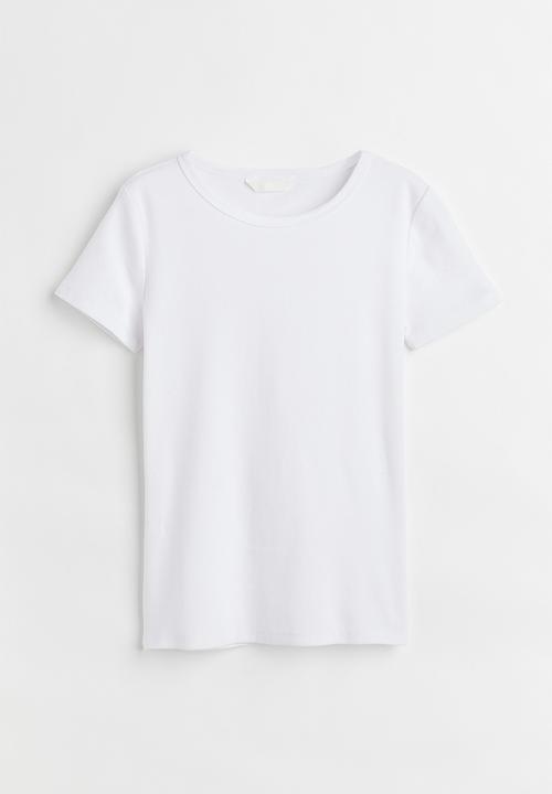 H&M - Ribbed cotton T-shirt - white