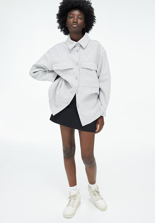H&M - Oversized shacket - light grey marl