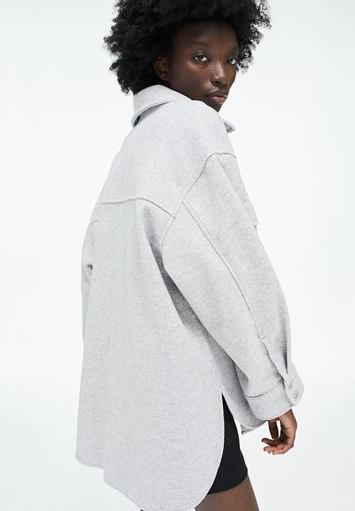 H&M - Oversized shacket - light grey marl