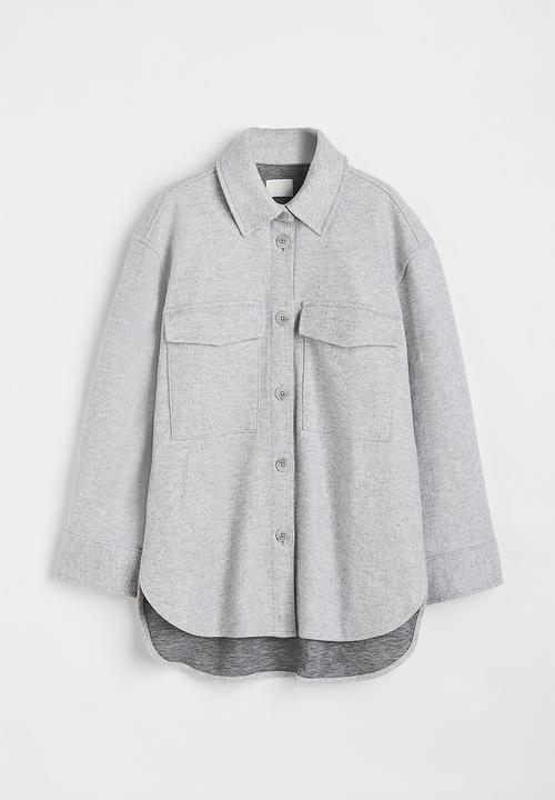 H&M - Oversized shacket - light grey marl